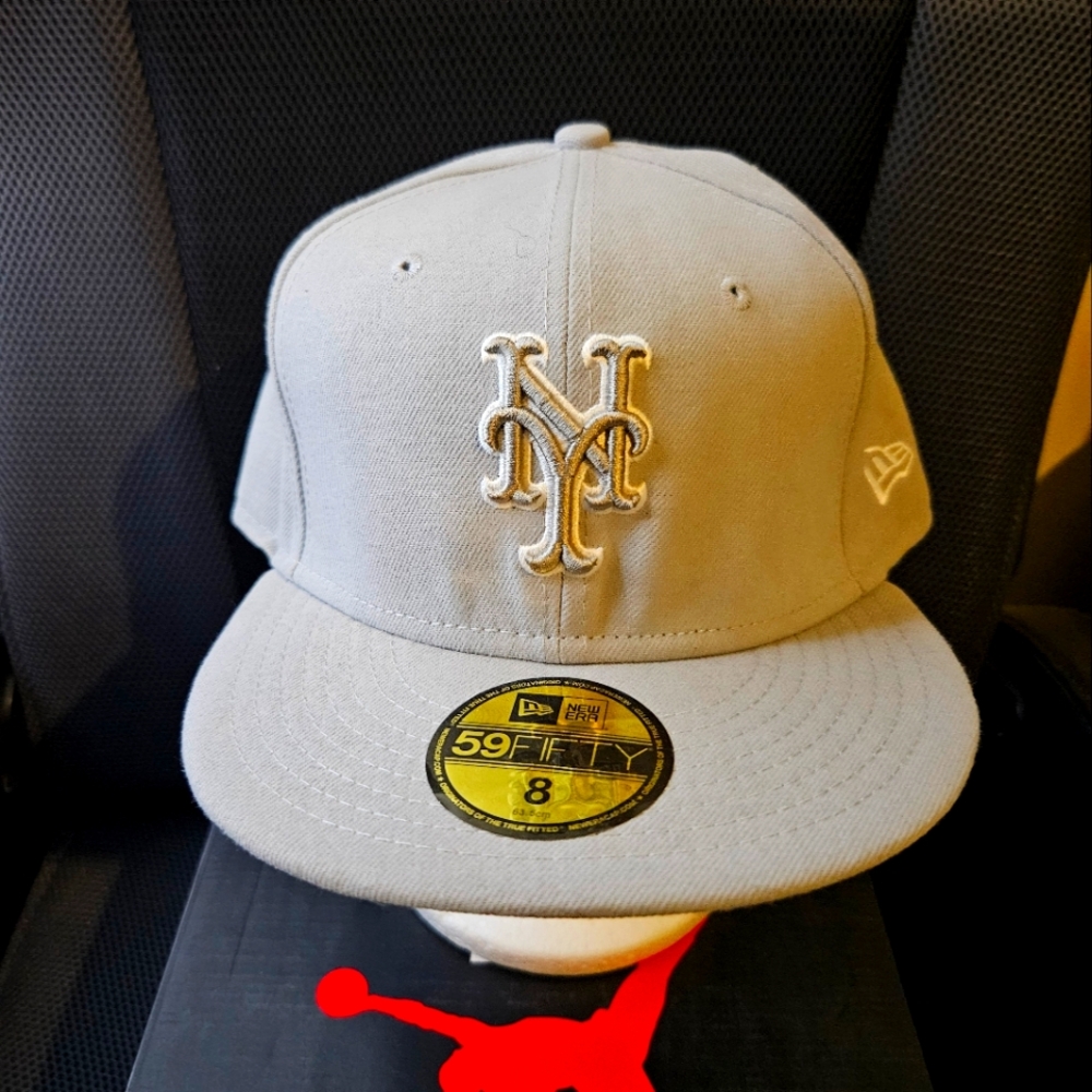 Gray New Era 59FIFTY Cap 5950 Hat Size 8 New York Mets
